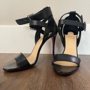 Double ankle strap black Louboutin sandals